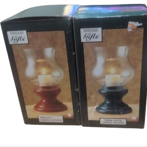 Set of 2 Glass Tealight Holders Clear Votive Candle Decor Home Accent